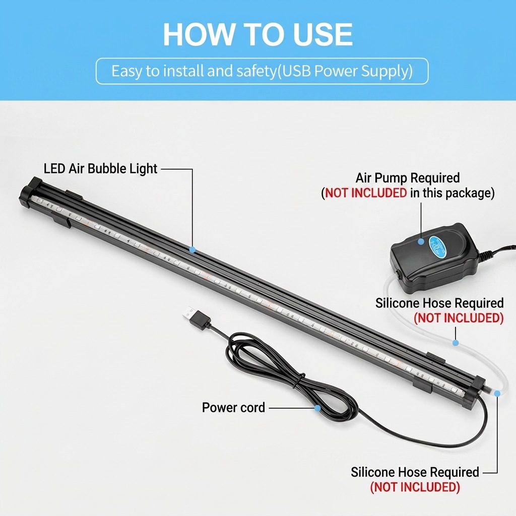 USB LED Akvaryum Hava Kabarcığ - Fish Tank Gravel incelemesi ve fiyatı